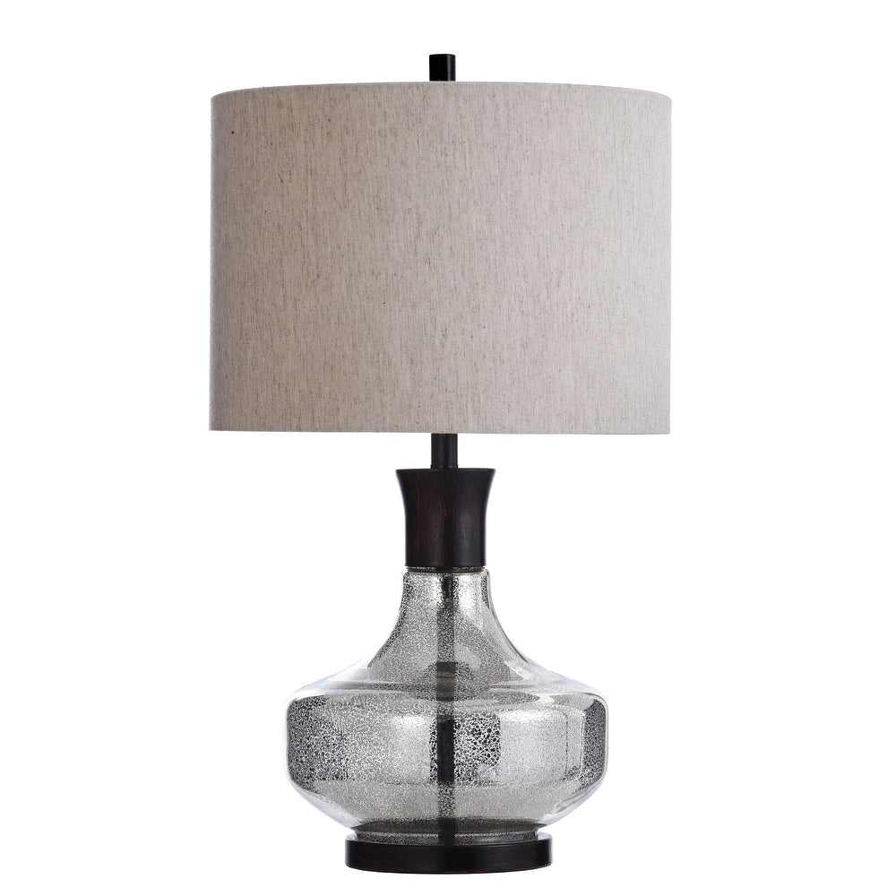 StyleCraft Mercury Glass Table Lamp - Taupe Hardback Fabric Shade