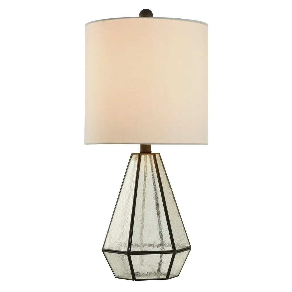 StyleCraft Metal Cage and Glass Aged Bronze Table Lamp - White Shade