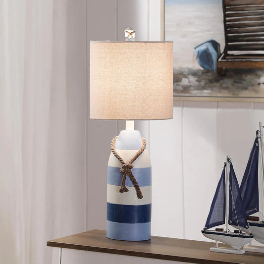 StyleCraft Nautical Striped Blue with Rope Detail Table Lamp