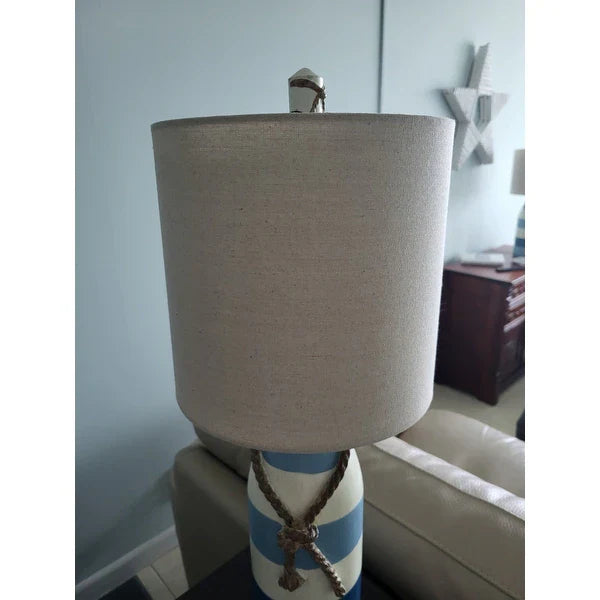 StyleCraft Nautical Striped Blue with Rope Detail Table Lamp