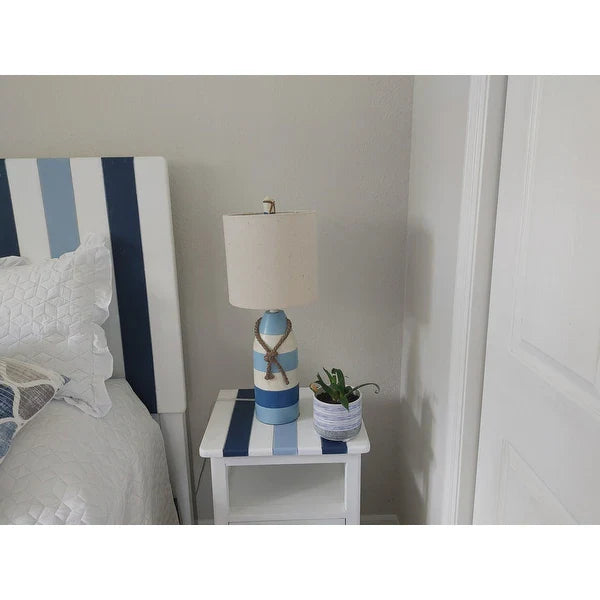 StyleCraft Nautical Striped Blue with Rope Detail Table Lamp