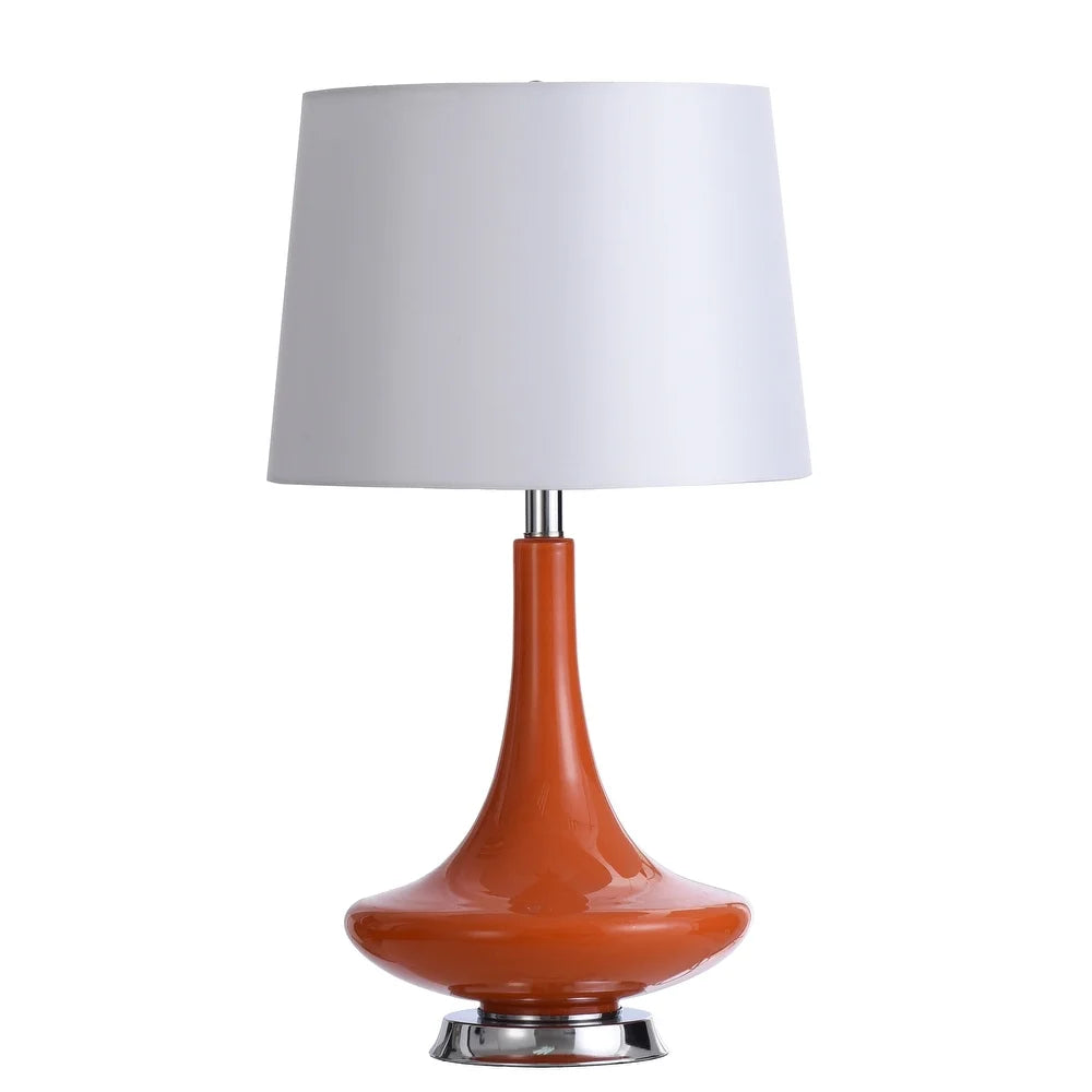 StyleCraft Orange Table Lamp - White Hardback Fabric Shade