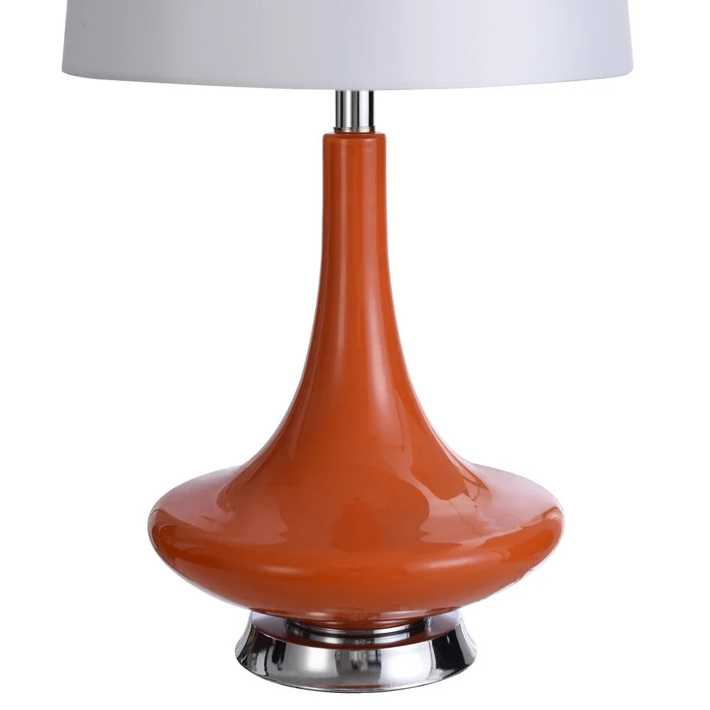 StyleCraft Orange Table Lamp - White Hardback Fabric Shade