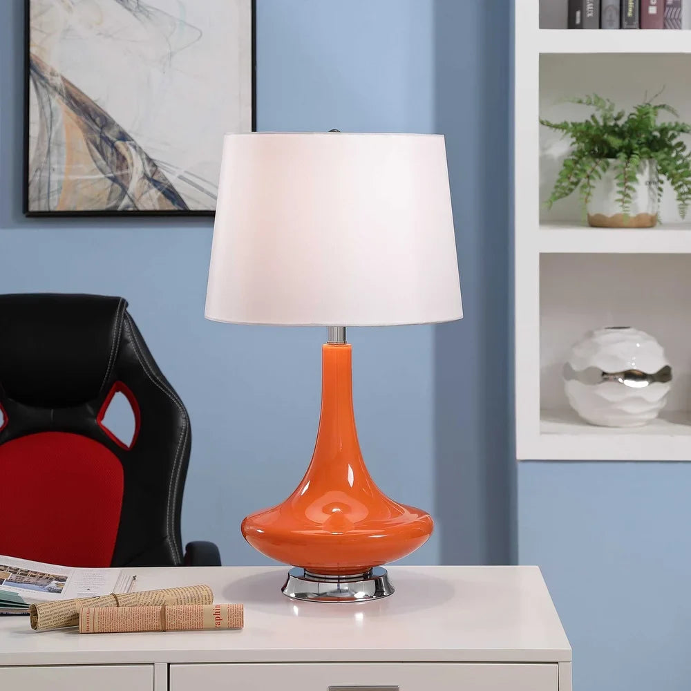 StyleCraft Orange Table Lamp - White Hardback Fabric Shade