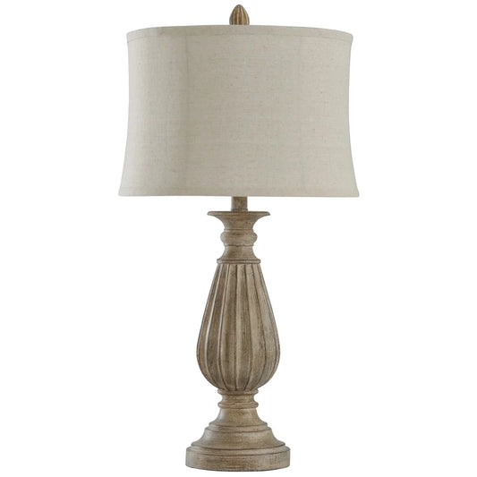 StyleCraft Poly Brown with Black Tint Table Lamp - Beige Shade