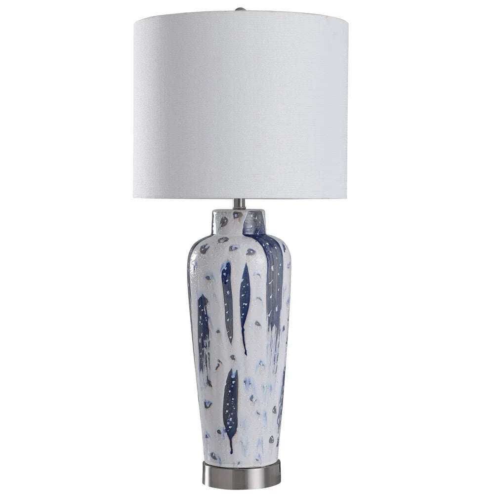 StyleCraft Romani Blue Painted & Glazed Ceramic Body Table Lamp