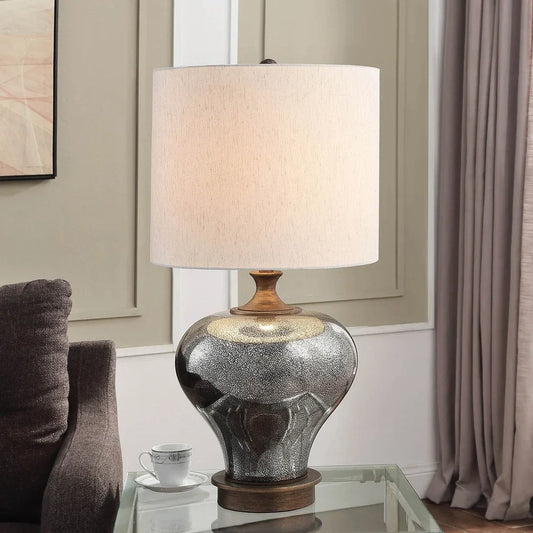 StyleCraft Thetford Mercury Glass Body Table Lamp with Brushed Copper Like Base