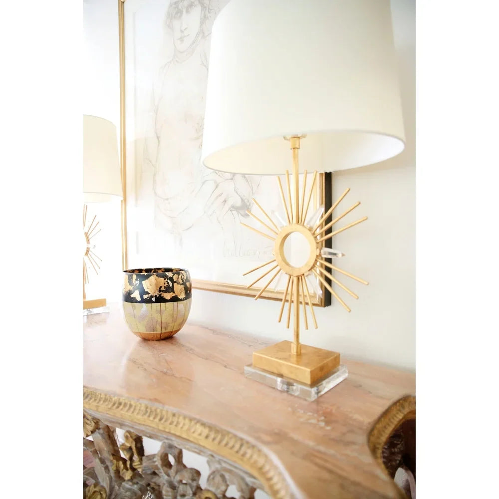 Buffet Table Lamp Antiqued Gold Crystal By Lucas McKearn