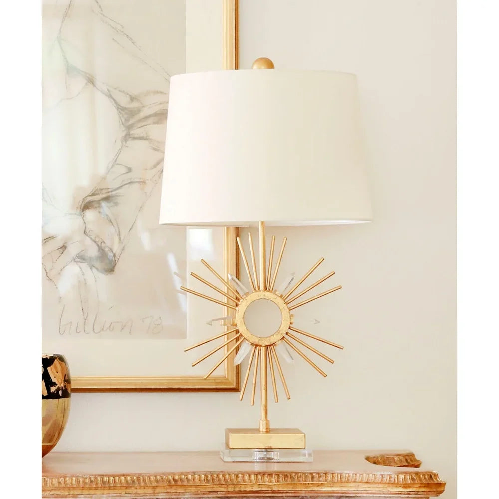 Buffet Table Lamp Antiqued Gold Crystal By Lucas McKearn