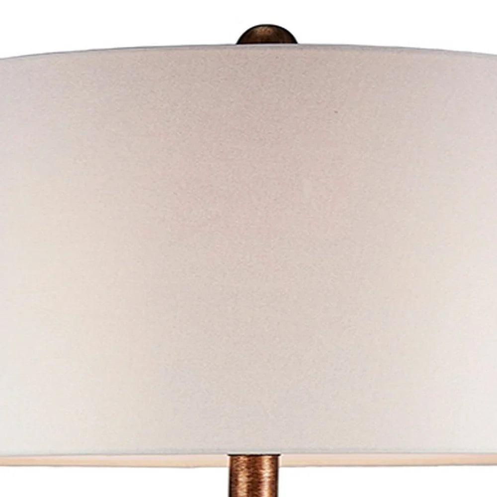 Table Lamp with Curved Paneled Polyresin Base, Bronze