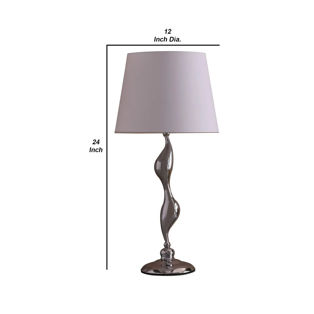 Table Lamp with Metal Female Figurine Base, Silver