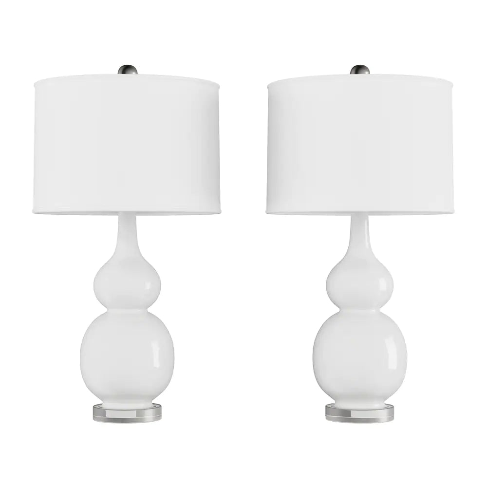 Table Lamps – Vintage White Set of 2 LED Double Gourd Lamps by Lavish Home