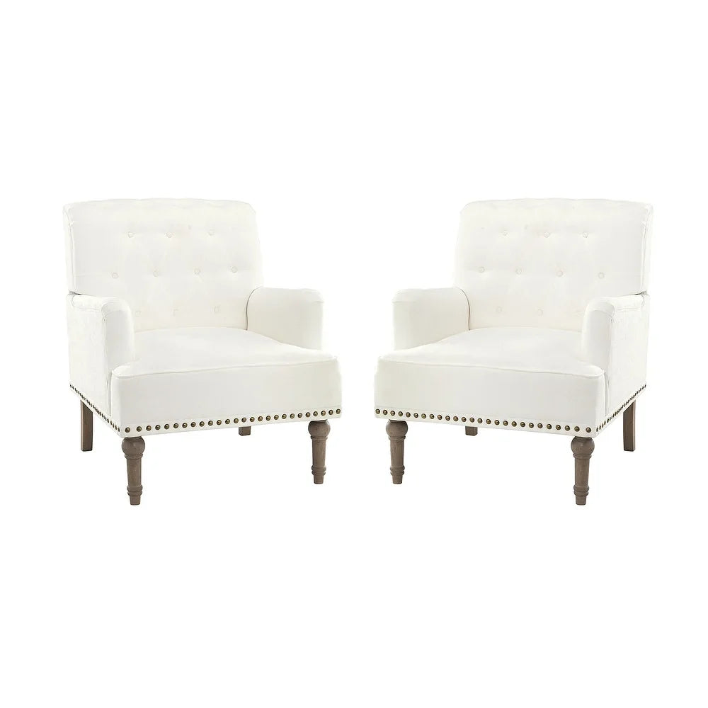 Geltrude Traditional Upholstered Accent Chair with Button Tufted Back Set of 2