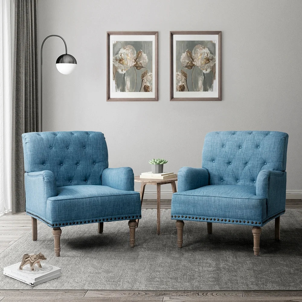 Geltrude Traditional Upholstered Accent Chair with Button Tufted Back Set of 2