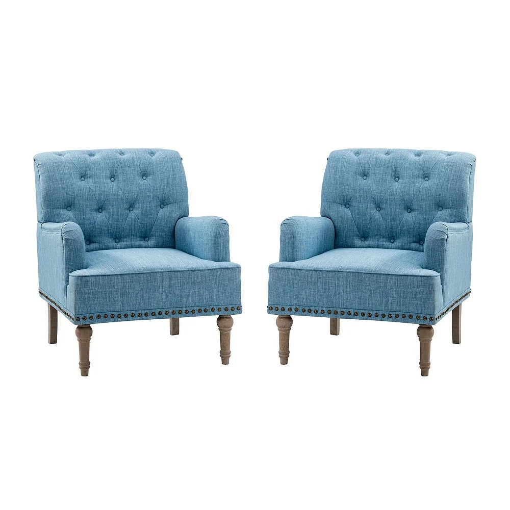 Geltrude Traditional Upholstered Accent Chair with Button Tufted Back Set of 2