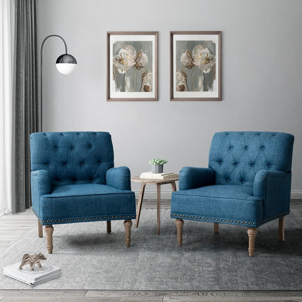 Geltrude Traditional Upholstered Accent Chair with Button Tufted Back Set of 2