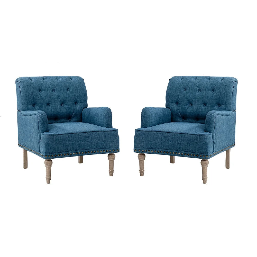 Geltrude Traditional Upholstered Accent Chair with Button Tufted Back Set of 2