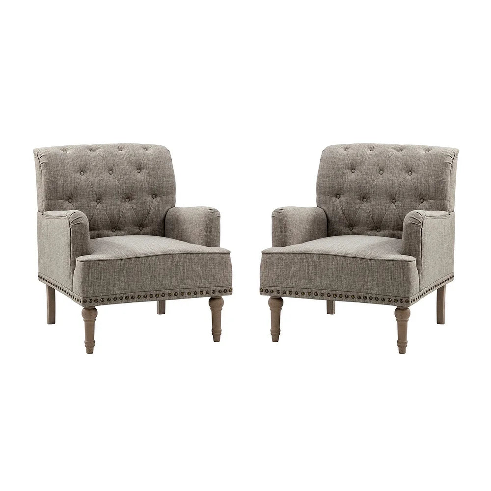 Geltrude Traditional Upholstered Accent Chair with Button Tufted Back Set of 2