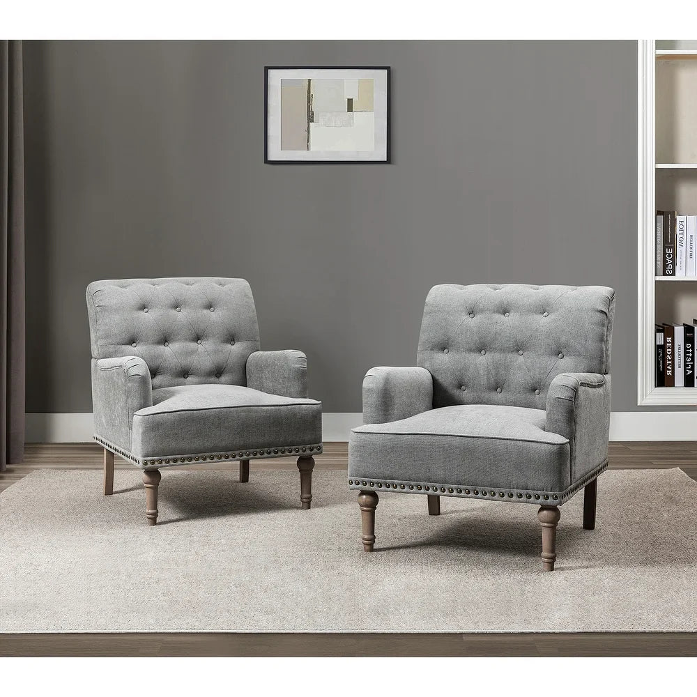 Geltrude Traditional Upholstered Accent Chair with Button Tufted Back Set of 2