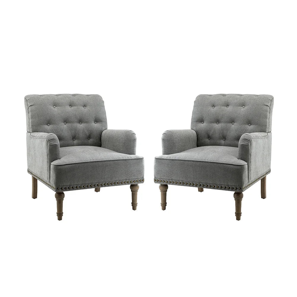 Geltrude Traditional Upholstered Accent Chair with Button Tufted Back Set of 2