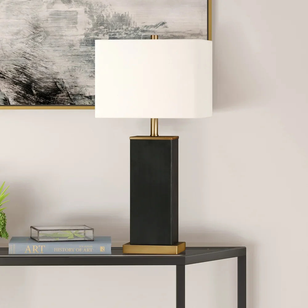 Tamara Hand-Painted Blackened Bronze Table Lamp with Brass Accents