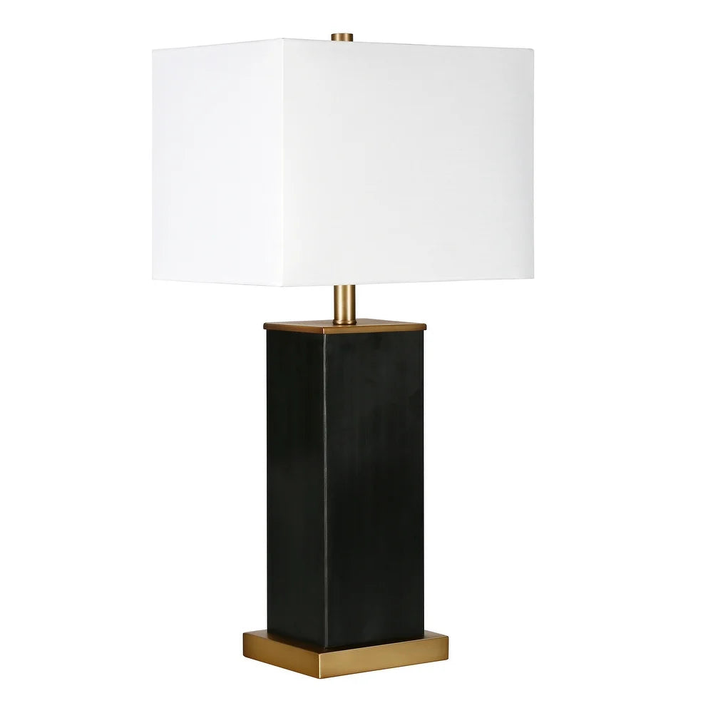 Tamara Hand-Painted Blackened Bronze Table Lamp with Brass Accents