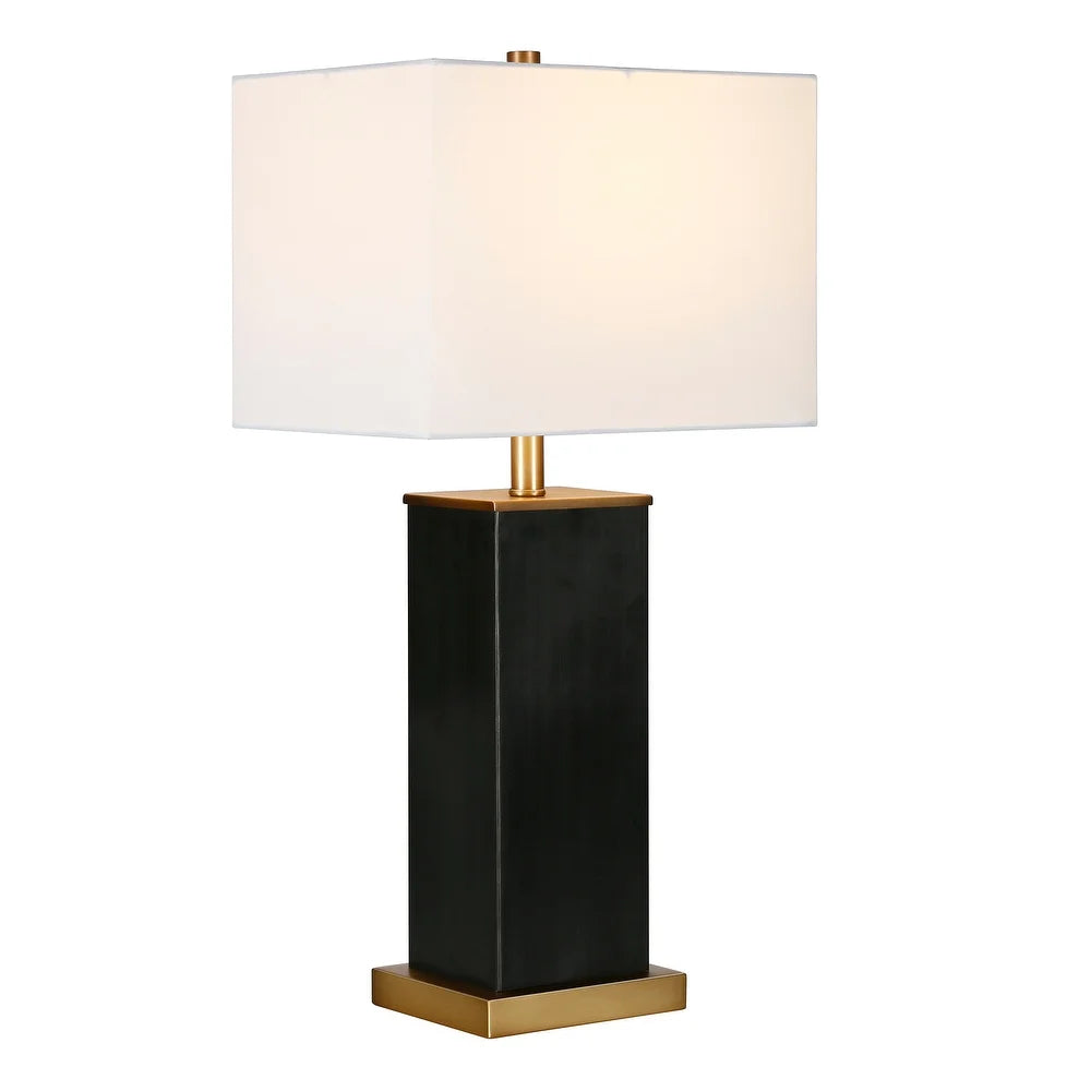 Tamara Hand-Painted Blackened Bronze Table Lamp with Brass Accents