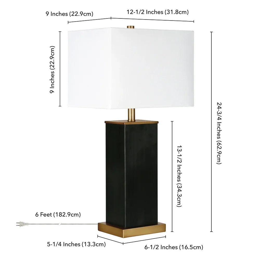 Tamara Hand-Painted Blackened Bronze Table Lamp with Brass Accents