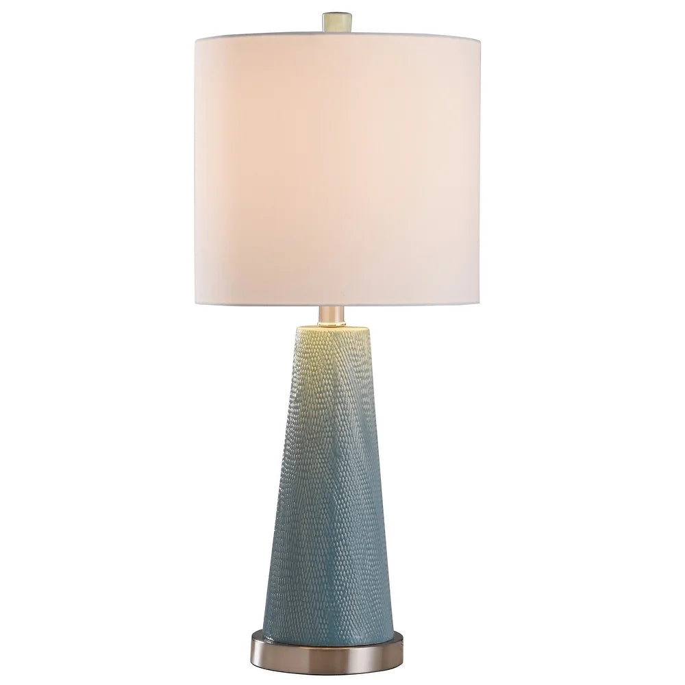 StyleCraft Teal Textured Diamond Print Embossed Tapered Accent Lamp