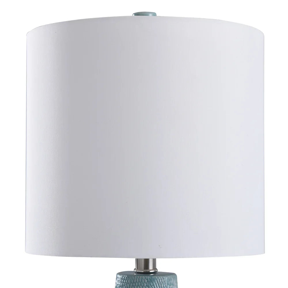 StyleCraft Teal Textured Diamond Print Embossed Tapered Accent Lamp