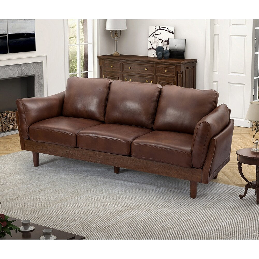 Telephus Living Room Sofa with Solid Wood Legs