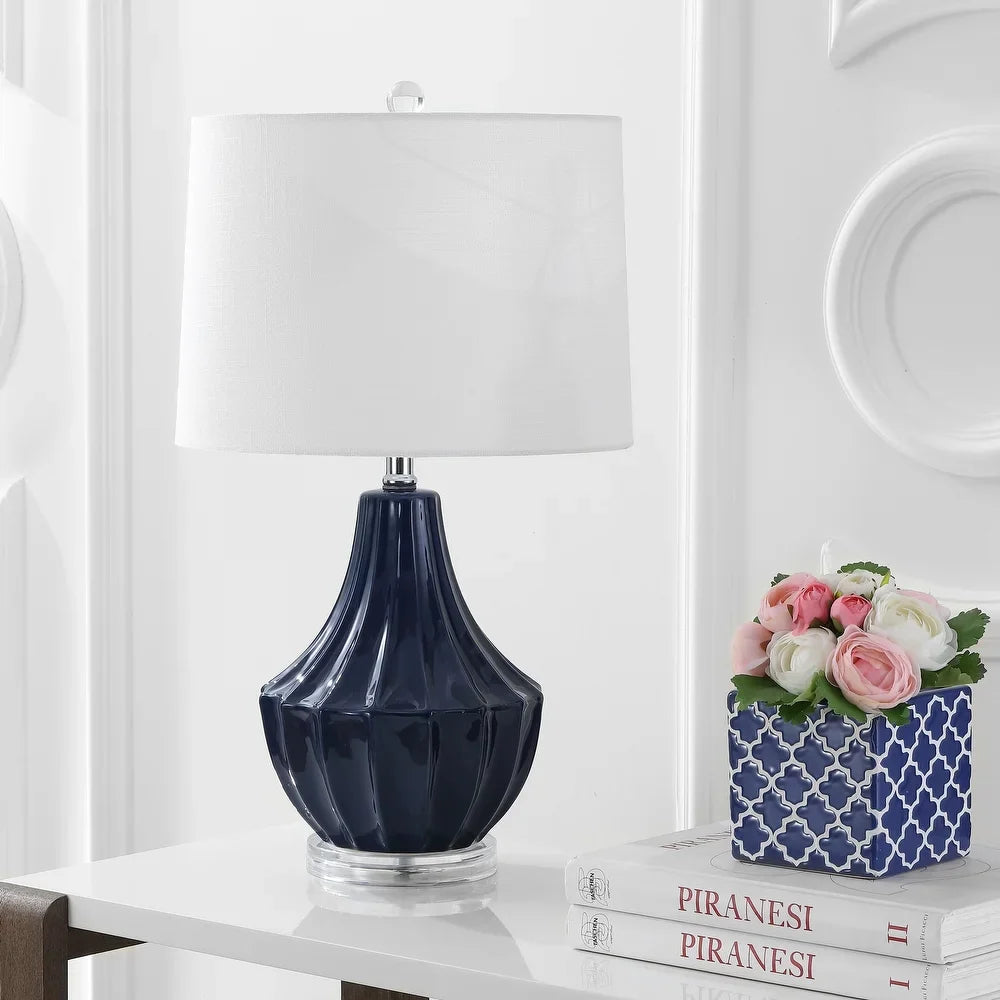 Thatcher 24.5" Ceramic LED Table Lamp, Navy