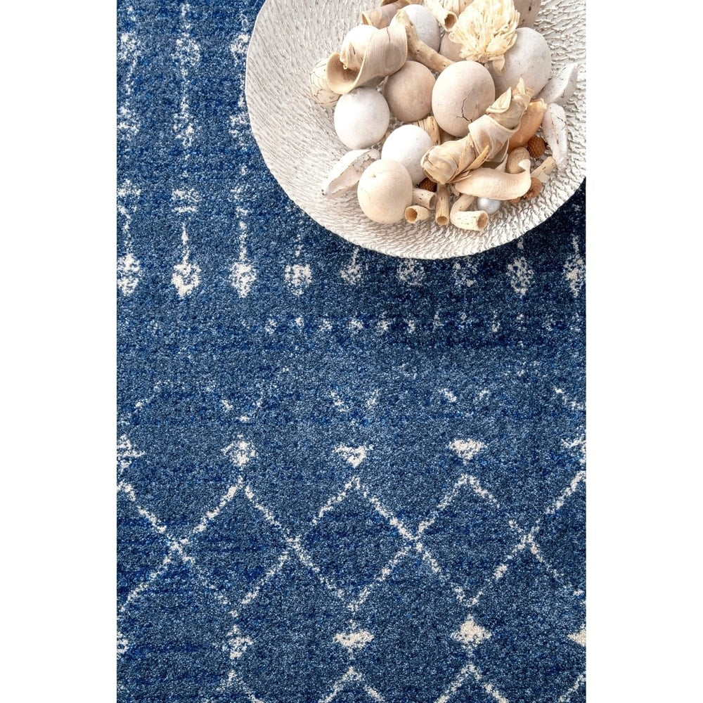 Trellis Dark Blue Soft Area Rugs