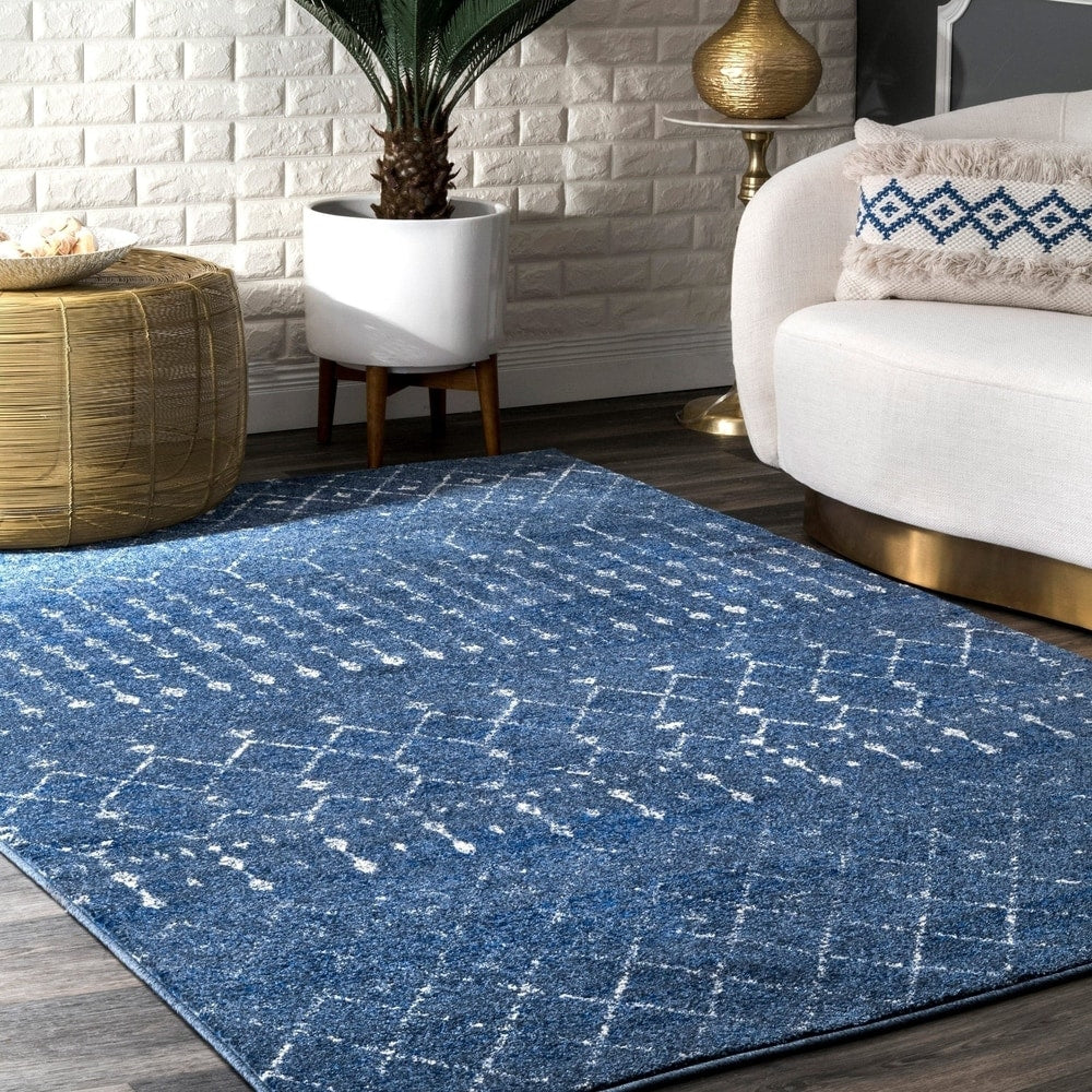 Trellis Dark Blue Soft Area Rugs