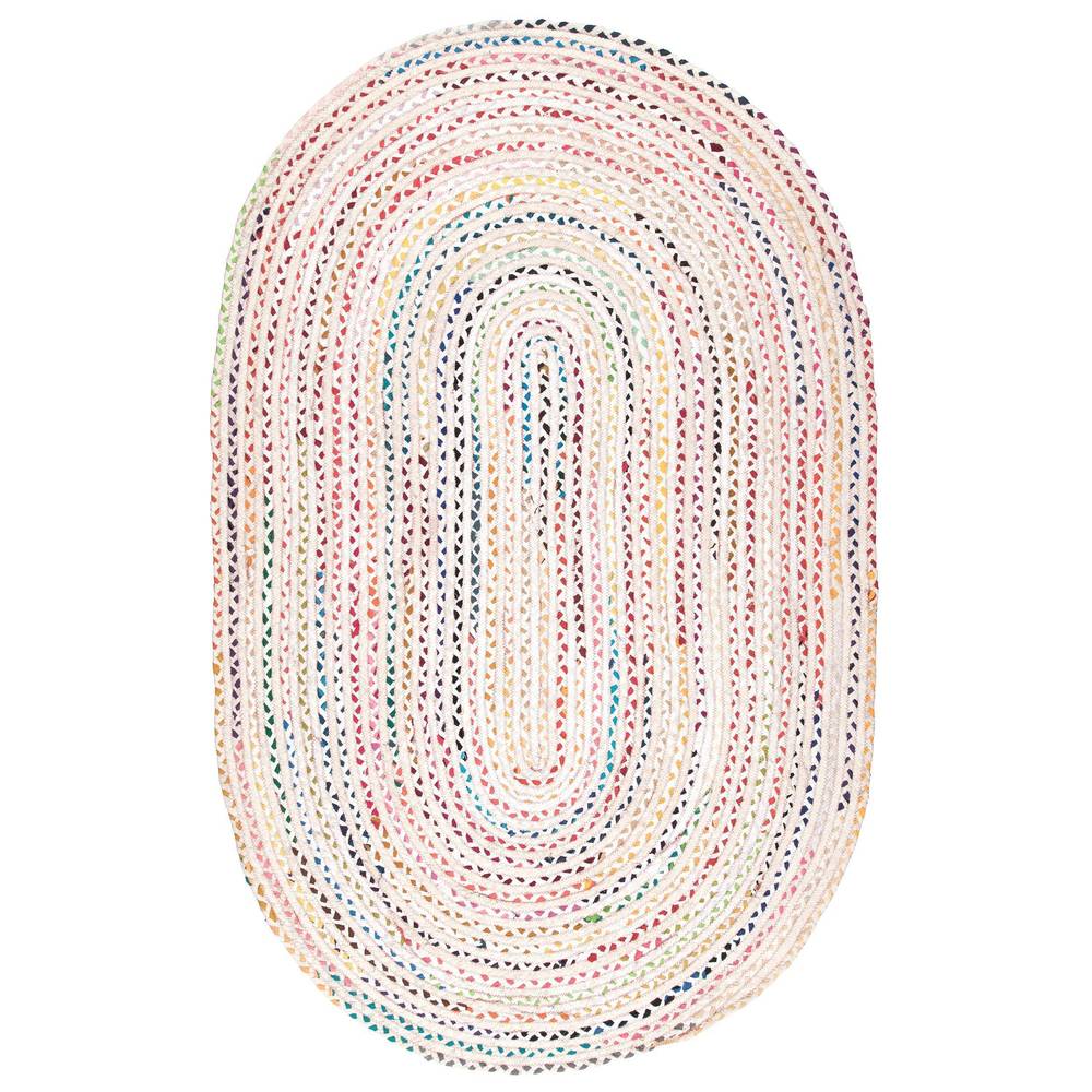 Hand Braided Ivory Multi-color Soft Area Rugs