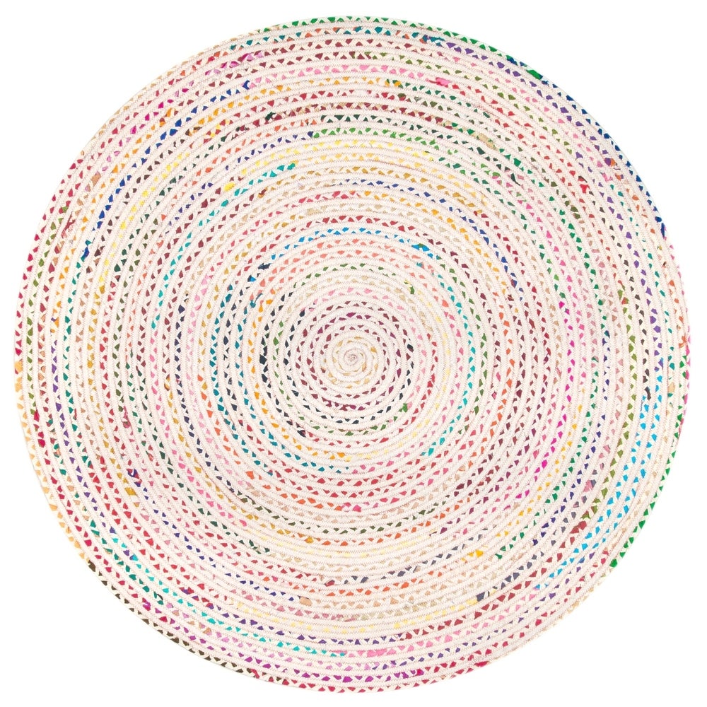Hand Braided Ivory Multi-color Soft Area Rugs