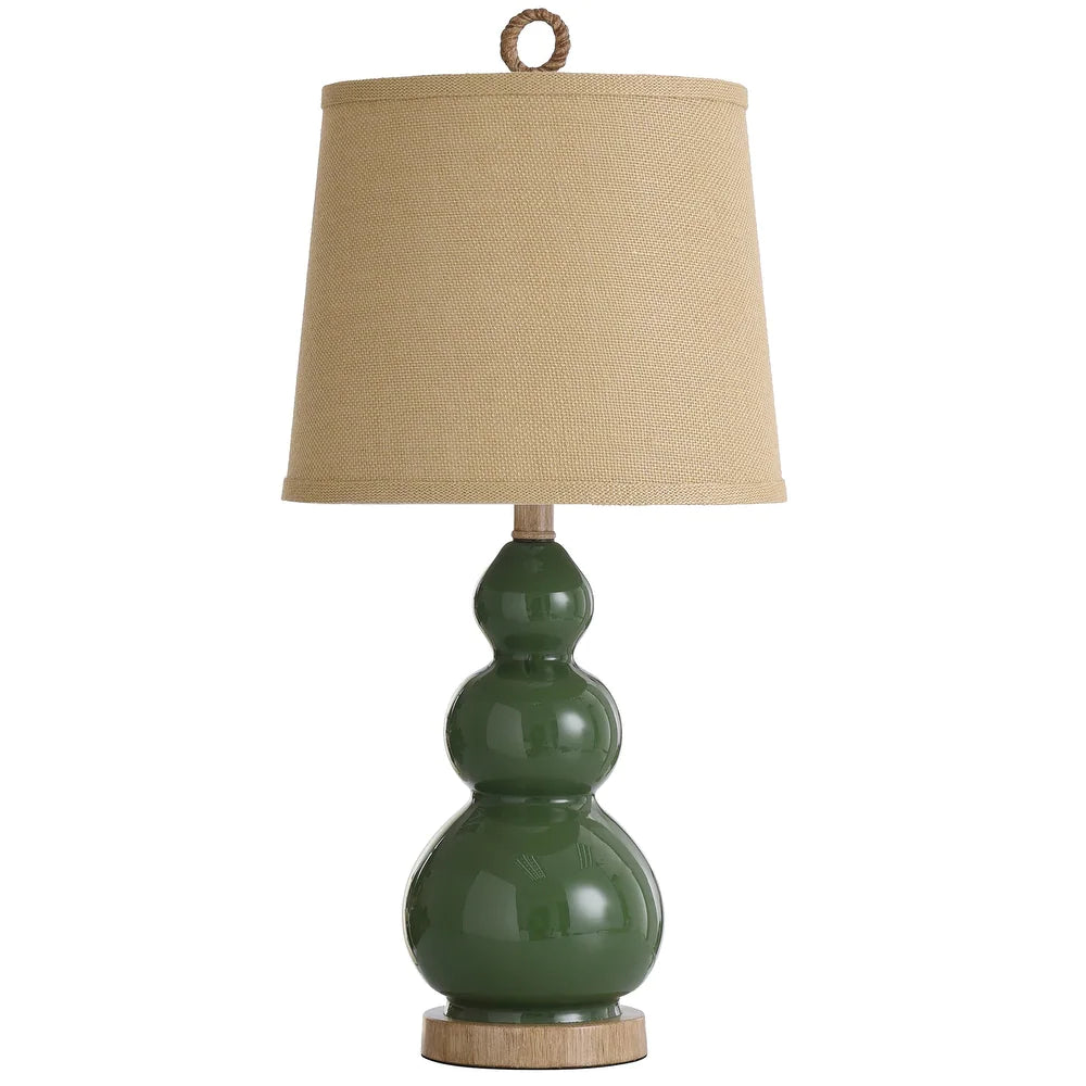The Curated Nomad Nayla Nautical Green Table Lamp with Burlap Shade