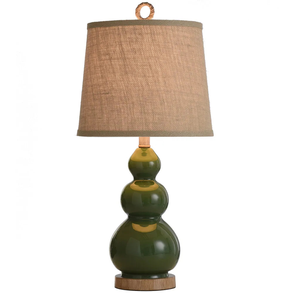 The Curated Nomad Nayla Nautical Green Table Lamp with Burlap Shade