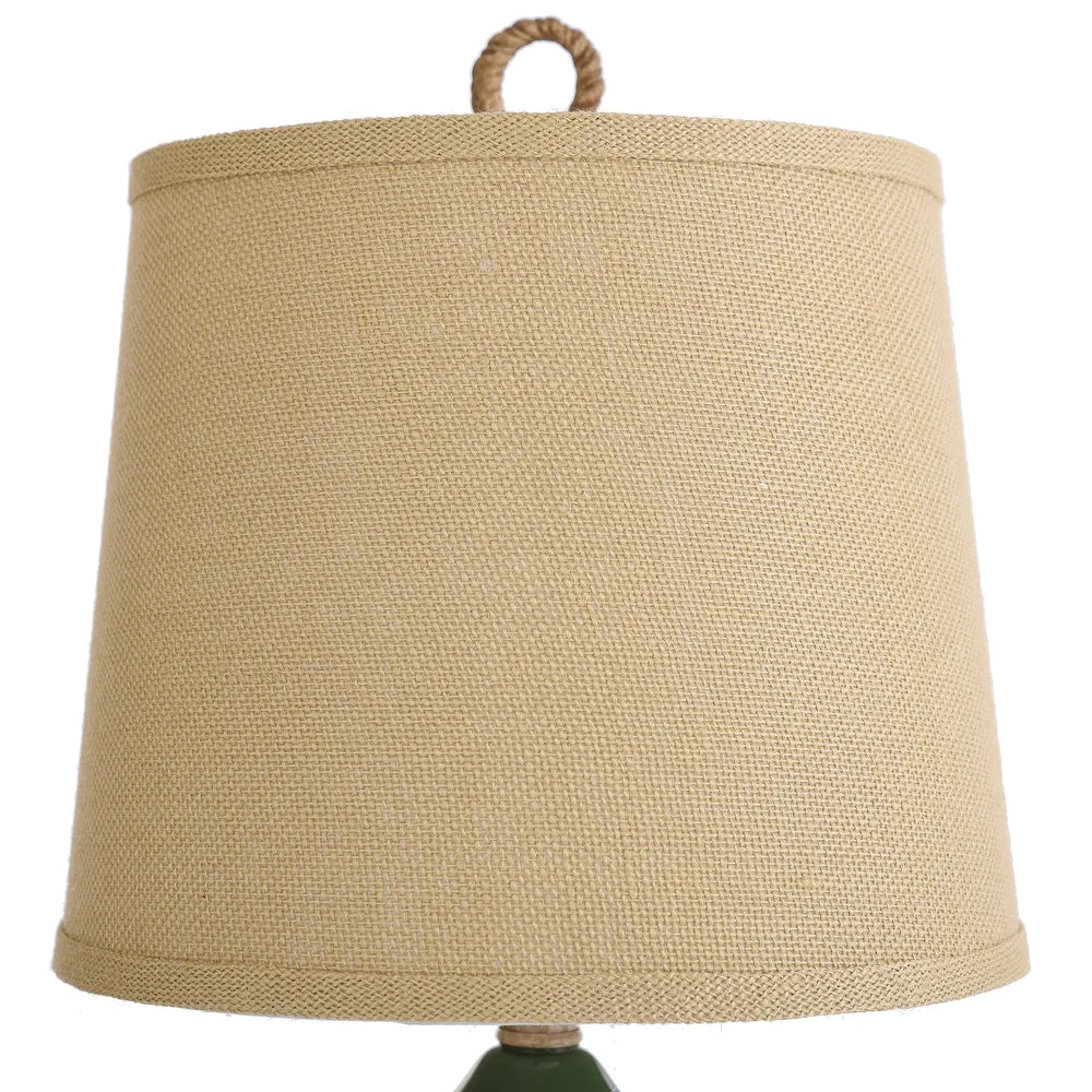 The Curated Nomad Nayla Nautical Green Table Lamp with Burlap Shade