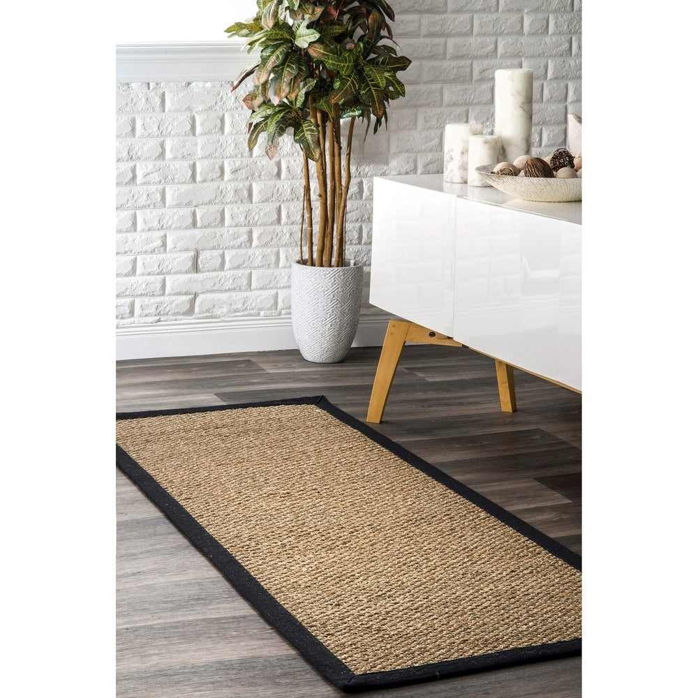 Premium Sea grass Natural Black Area Rug