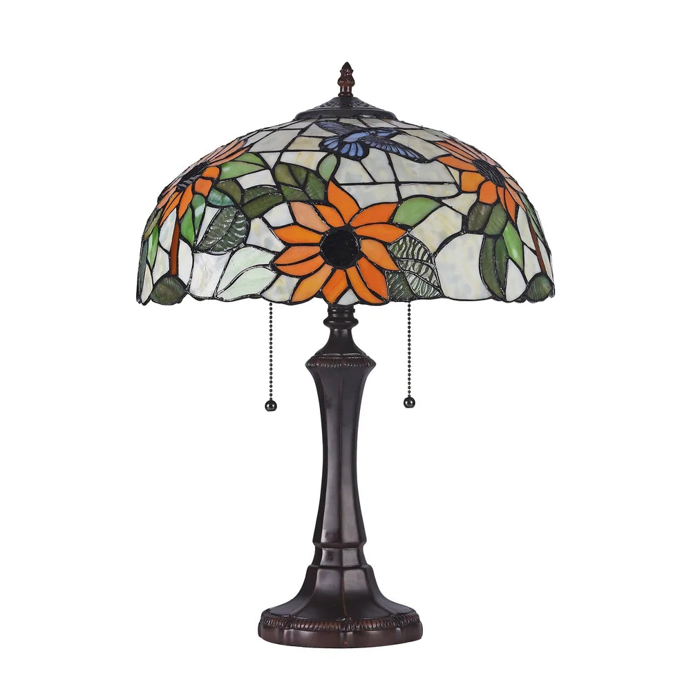Tiffany Style Floral Design 2-light Dark Bronze Table Lamp