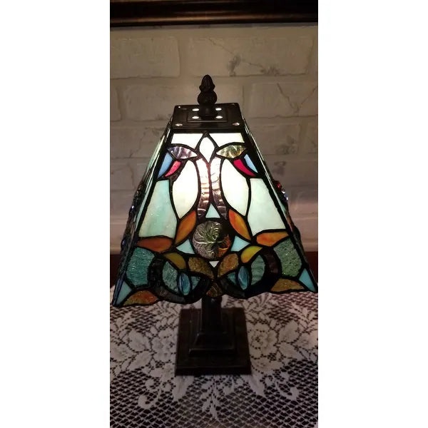Tiffany Style Floral Mission Style Table Lamp AM253TL08B Amora Lighting