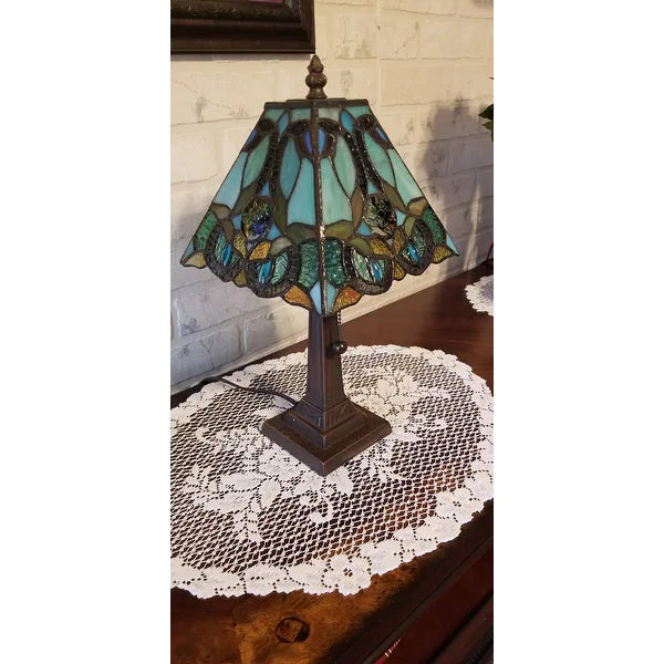 Tiffany Style Floral Mission Style Table Lamp AM253TL08B Amora Lighting