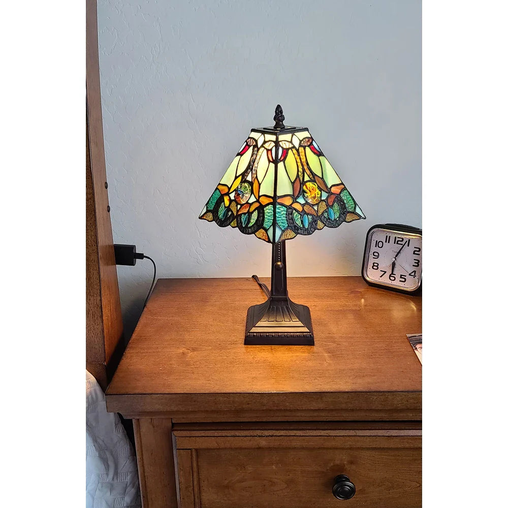 Tiffany Style Floral Mission Style Table Lamp AM253TL08B Amora Lighting
