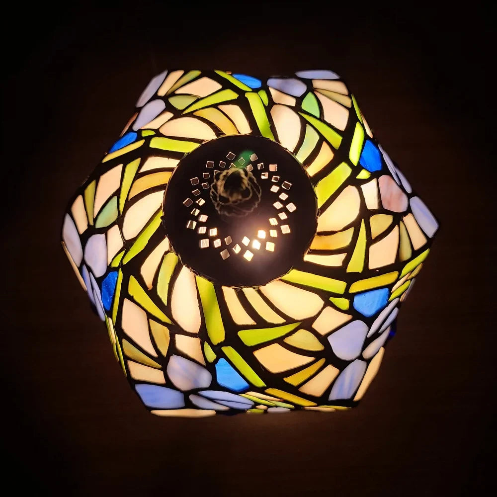 Tiffany Style Mini Accent Lamp 15" Tall Stained Glass Purple Floral Iris Flower Bedroom Handmade Gift AM1076TL08B Amora Lighting