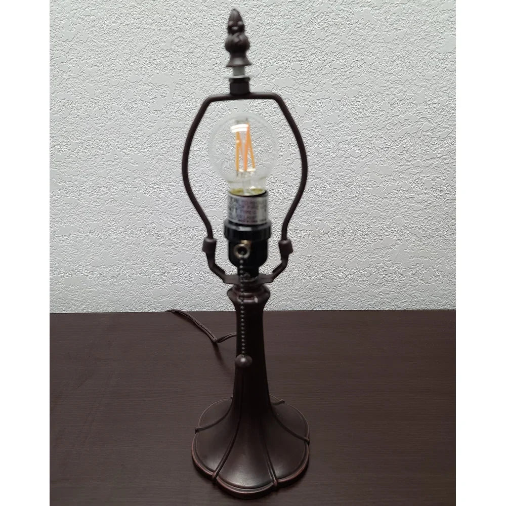 Tiffany Style Mini Accent Lamp 15" Tall Stained Glass Purple Floral Iris Flower Bedroom Handmade Gift AM1076TL08B Amora Lighting