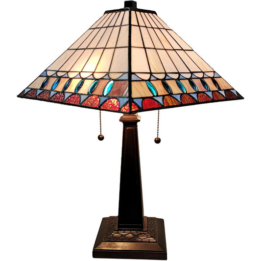 Tiffany Style Mission Jeweled Table Lamp Amora Lighting