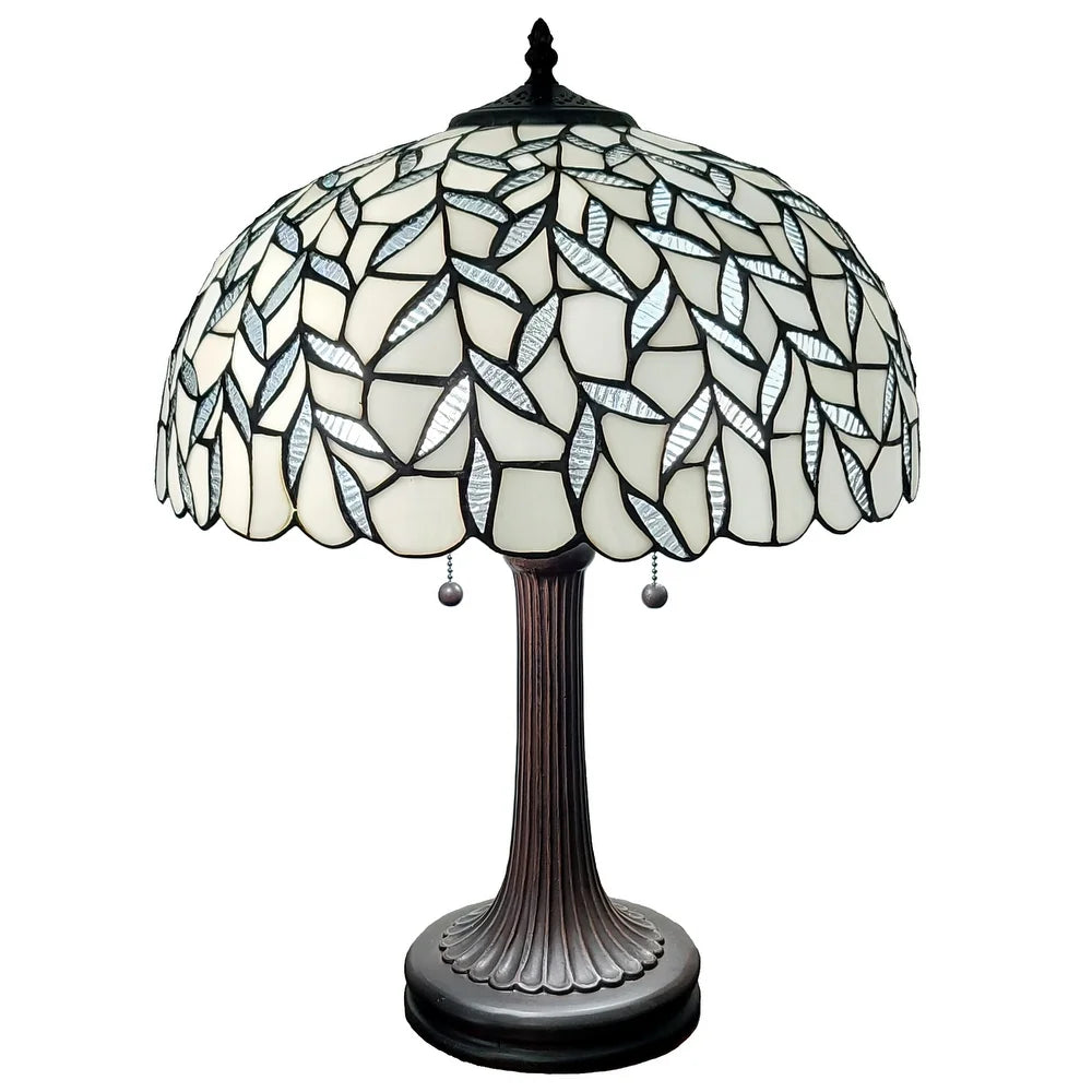 Tiffany Style Table Lamp, 16" Diameter, White AM332TL16B Amora Lighting