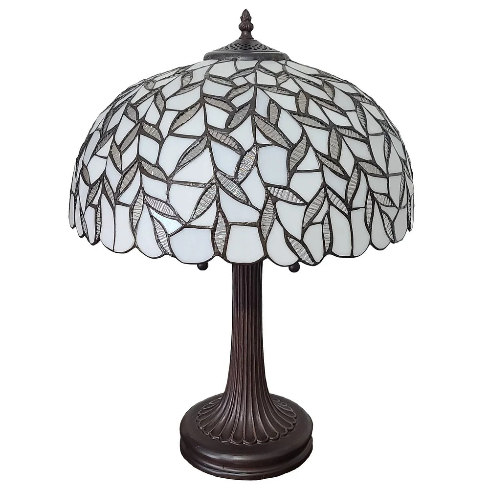 Tiffany Style Table Lamp, 16" Diameter, White AM332TL16B Amora Lighting