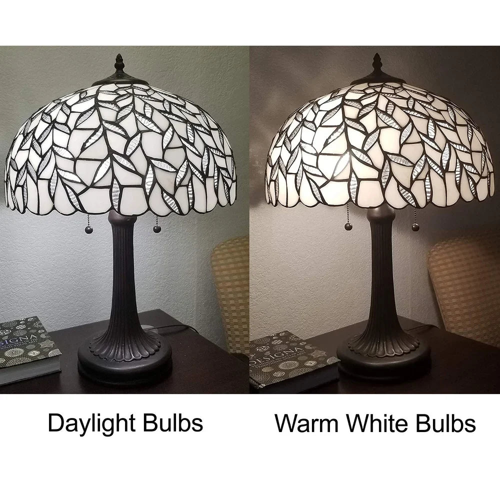 Tiffany Style Table Lamp, 16" Diameter, White AM332TL16B Amora Lighting